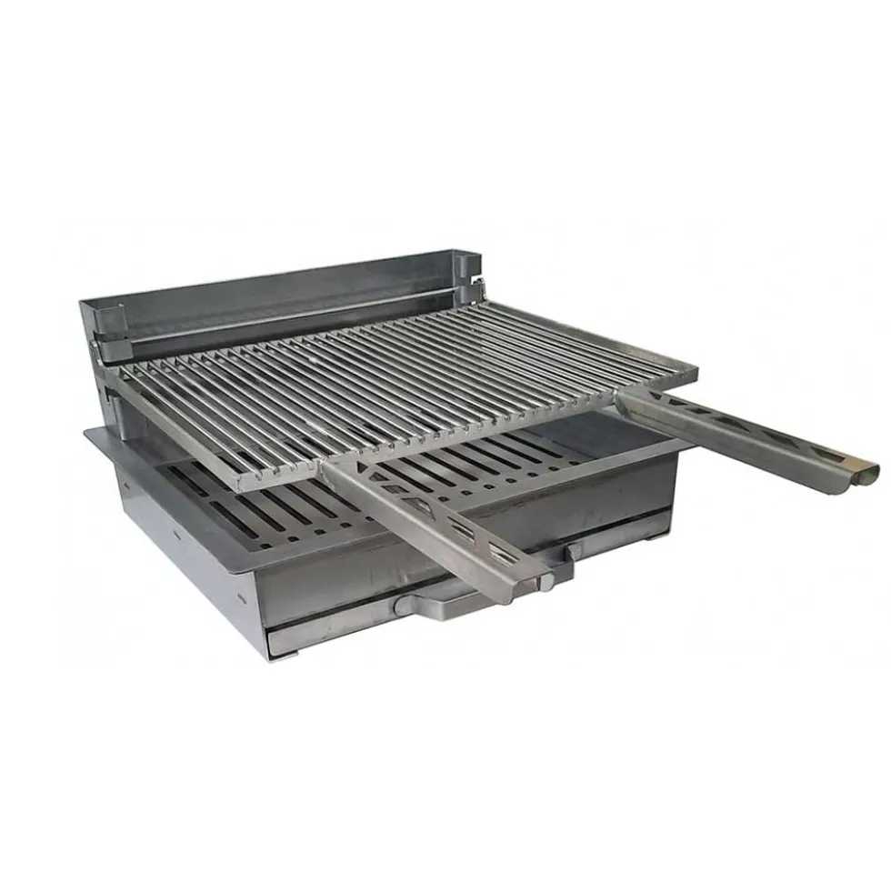 Barbecue Inox Charbon avec Chariot et Couvercle - PLANCHA TONIO