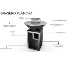 Brasero Classique 103 x 90 cm ALU Double cuve - GRILL CHIC