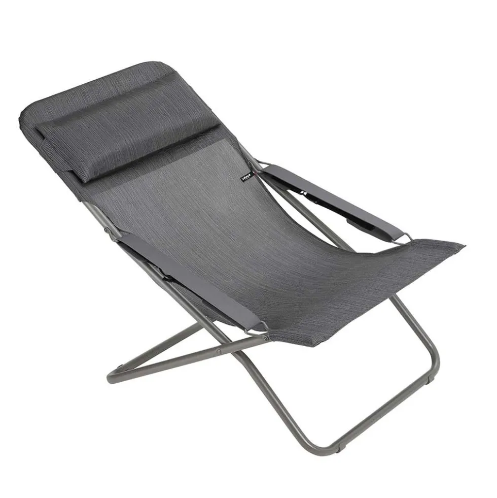 Chaise longue pliante bain de soleil TRANSABED toile Batyline DUO - LAFUMA