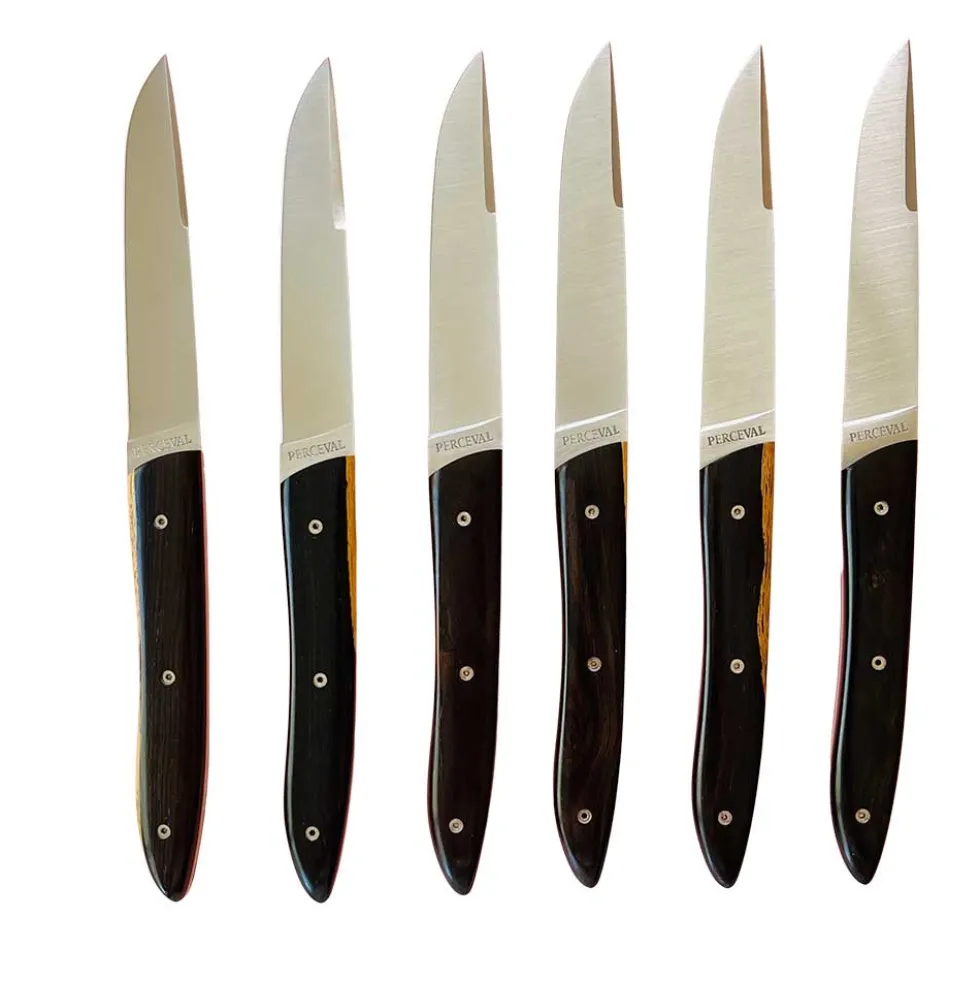 Coffret de 6 Couteaux de table UBAC - ébène de Mozambique - PERCEVAL