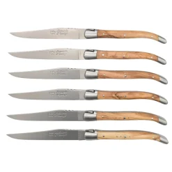Coffret de 6 couteaux Laguiole Prestige manches en Olivier - Au Sabot