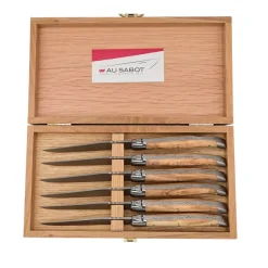 Coffret de 6 couteaux Laguiole Prestige manches en Olivier - Au Sabot