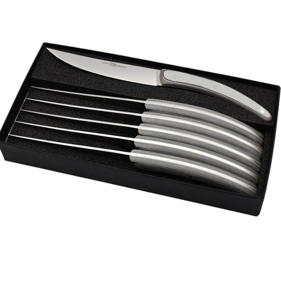 Coffret de 6 couteaux Styl'Ver Plein Manche Paperstone Gris - GOYON-CHAZEAU