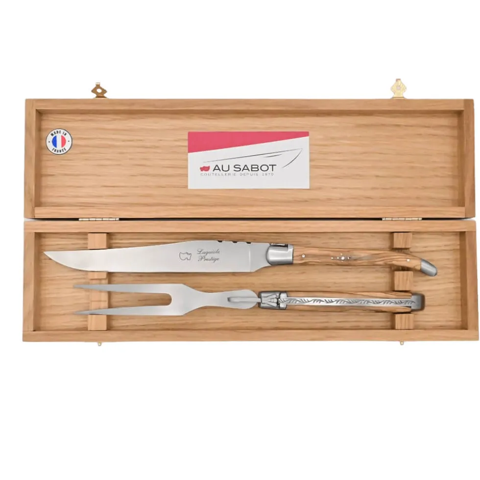 Coffret Service à découper Laguiole Prestige Manche Olivier - Au Sabot
