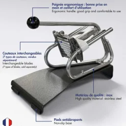 Coupe-Frites Professionnel couteau étamé + poussoir 6 mm - Louis Tellier
