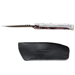 Couteau Pliant Laguiole Japonisant avec Etui en Cuir Noir OFFERT - Au Sabot