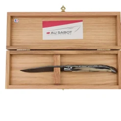 Couteau pliant Laguiole Prestige Lame Damas Manche Corne - Au Sabot
