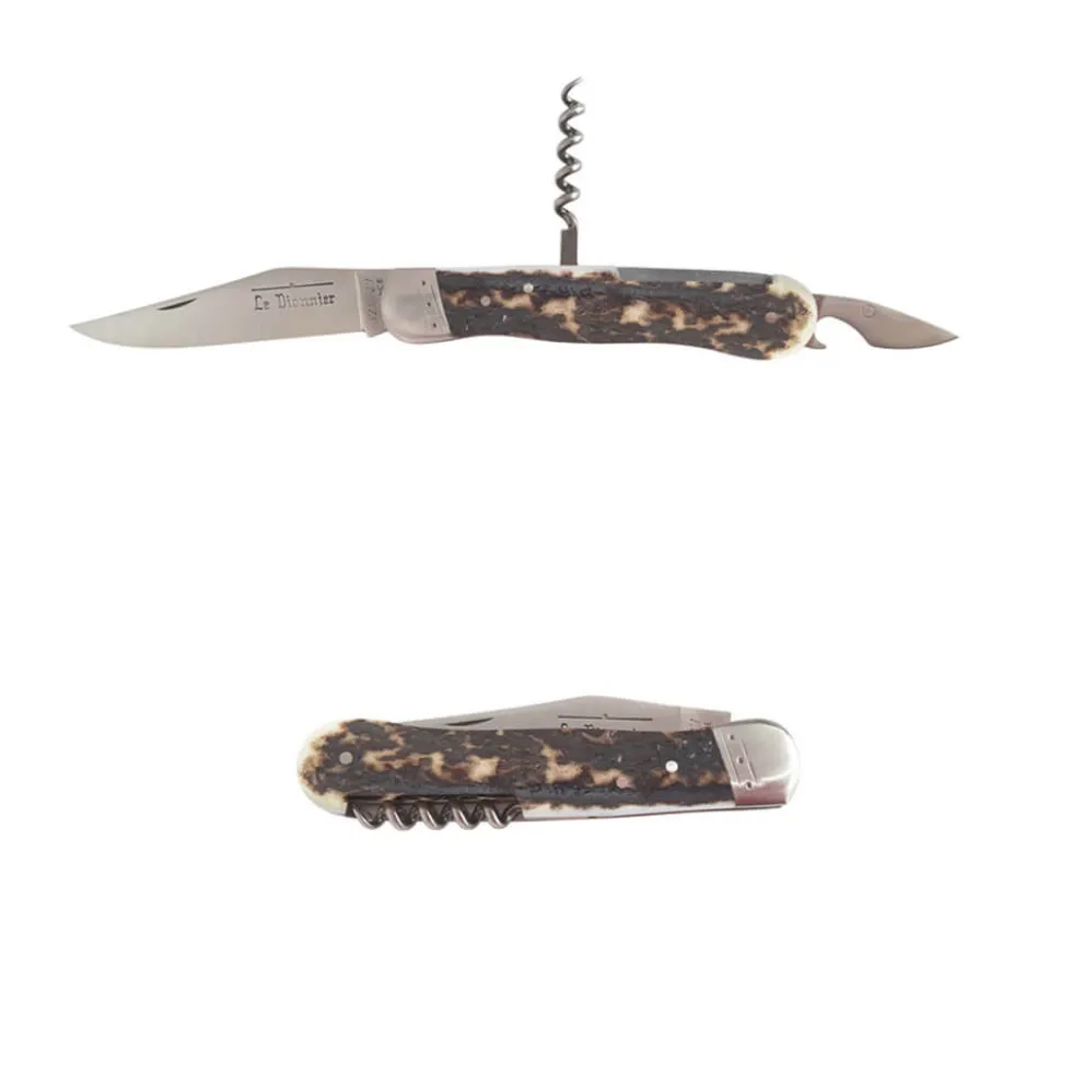Couteau pliant Le Pionnier Bois de Cerf 3 pièces - DOURIS CHASTEL