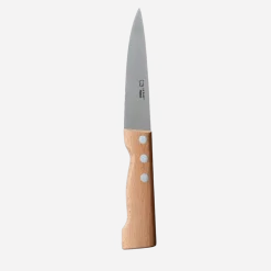 Couteau Saigner 14 cm Lame Carbone Manche en Hêtre - Au Sabot
