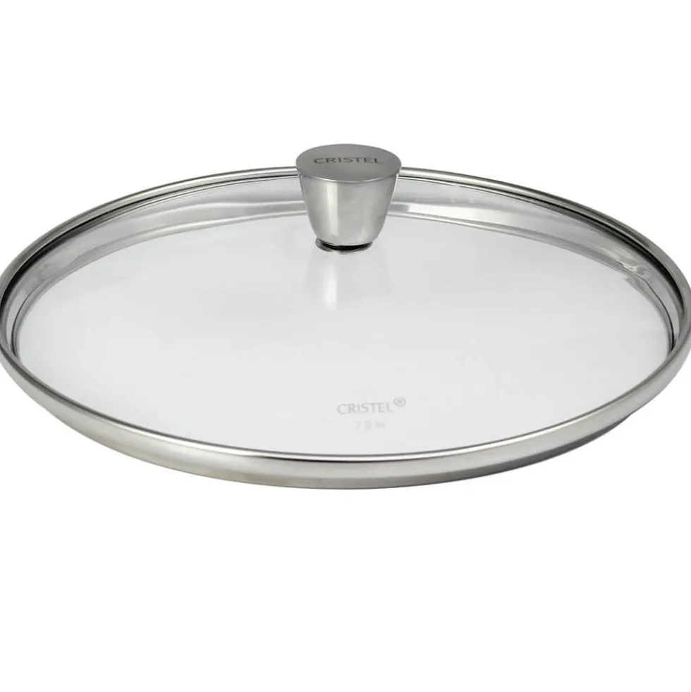 Couvercle en verre bombé bouton inox - CRISTEL