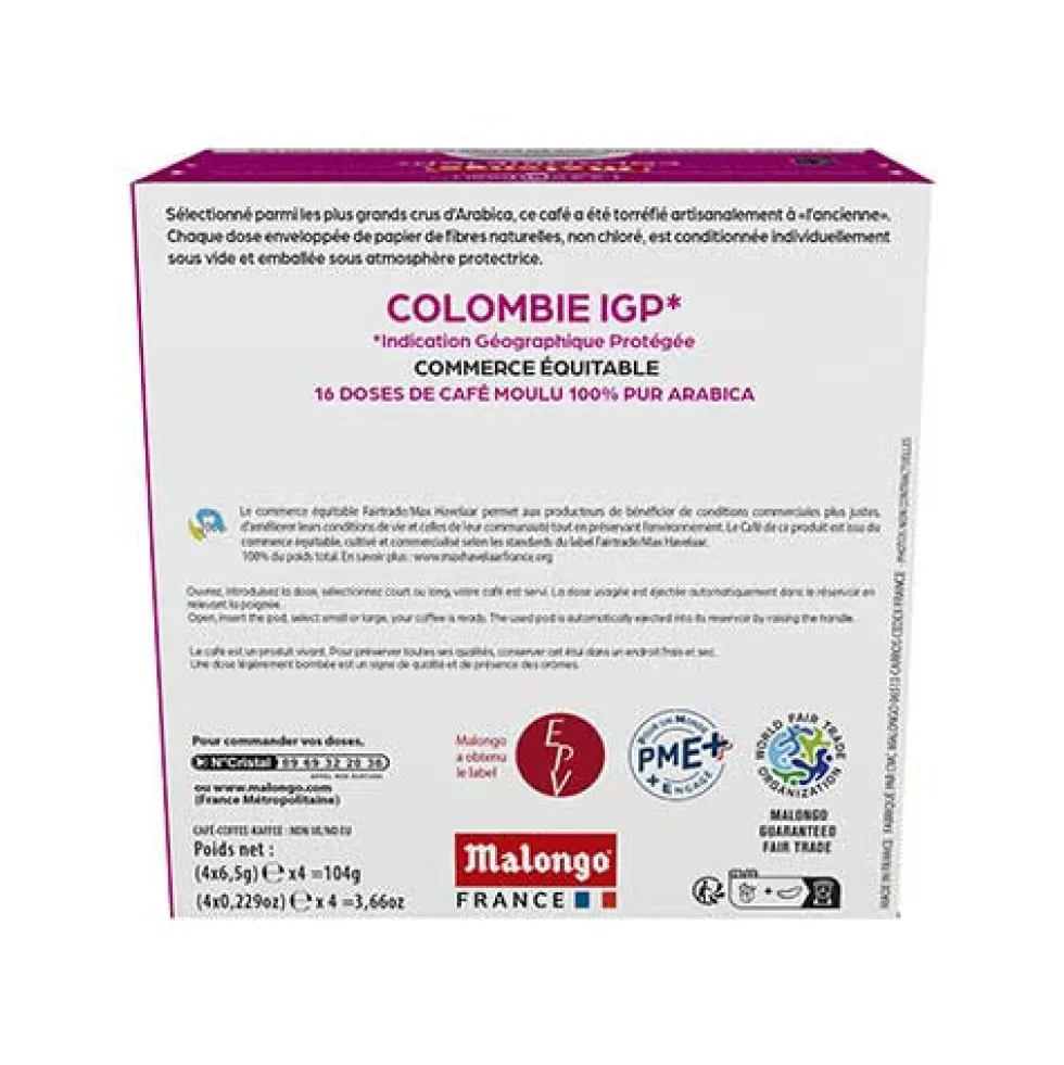 Dosettes café Colombie IGP - Machine EOH - MALONGO