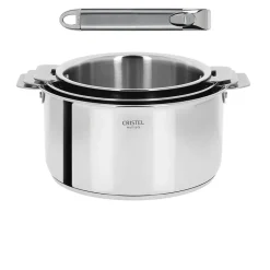 Ensemble de 3 Casseroles inox Casteline avec 1 poignée Zenith INCLUSE - CRISTEL