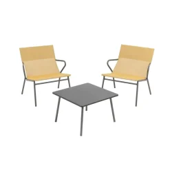 Ensemble table basse et 2 fauteuils Jaune Safran - LAFUMA