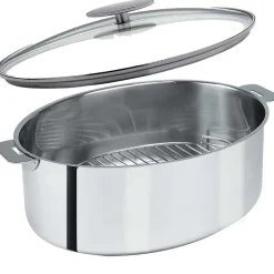 Faitout Ovale avec grille et couvercle Mutine Amovible - CRISTEL