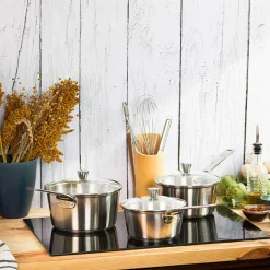 Lot 3 Casseroles Inox Brossé 1826 - CRISTEL