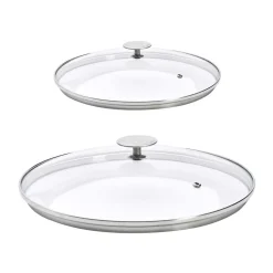 Lot 2 Couvercles en verre avec Pontet inox - DE BUYER