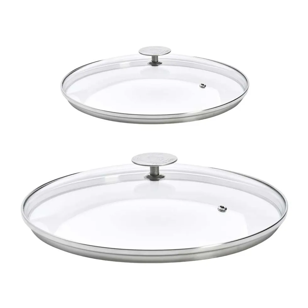 Lot 2 Couvercles en verre avec Pontet inox - DE BUYER