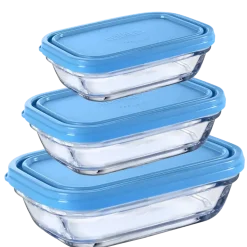 Lot de 3 boites conservation verre rectangulaires Freshbox - DURALEX