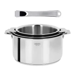Lot de 3 Casseroles inox Casteline avec 1 poignée INCLUSE - CRISTEL