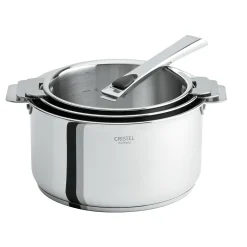 Lot de 3 Casseroles inox Casteline avec 1 poignée INCLUSE - CRISTEL