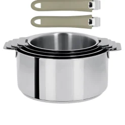 Lot de 4 Casseroles Mutine poignée amovible avec 2 poignées Mutine INCLUSES - CRISTEL