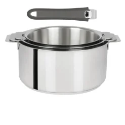 Lot de 3 Casseroles Mutine poignée amovible avec 1 poignée Mutine INCLUSE - CRISTEL