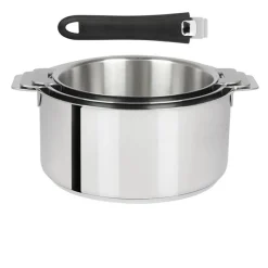 Lot de 3 Casseroles Mutine poignée amovible avec 1 poignée Mutine INCLUSE - CRISTEL
