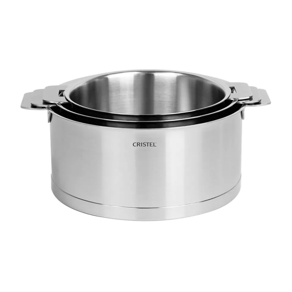 Lot de 3 Casseroles STRATE poignée amovible - CRISTEL