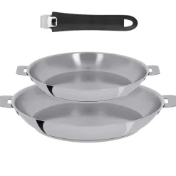 Lot de 2 Poêles inox Mutine poignée amovible OFFERTE - CRISTEL