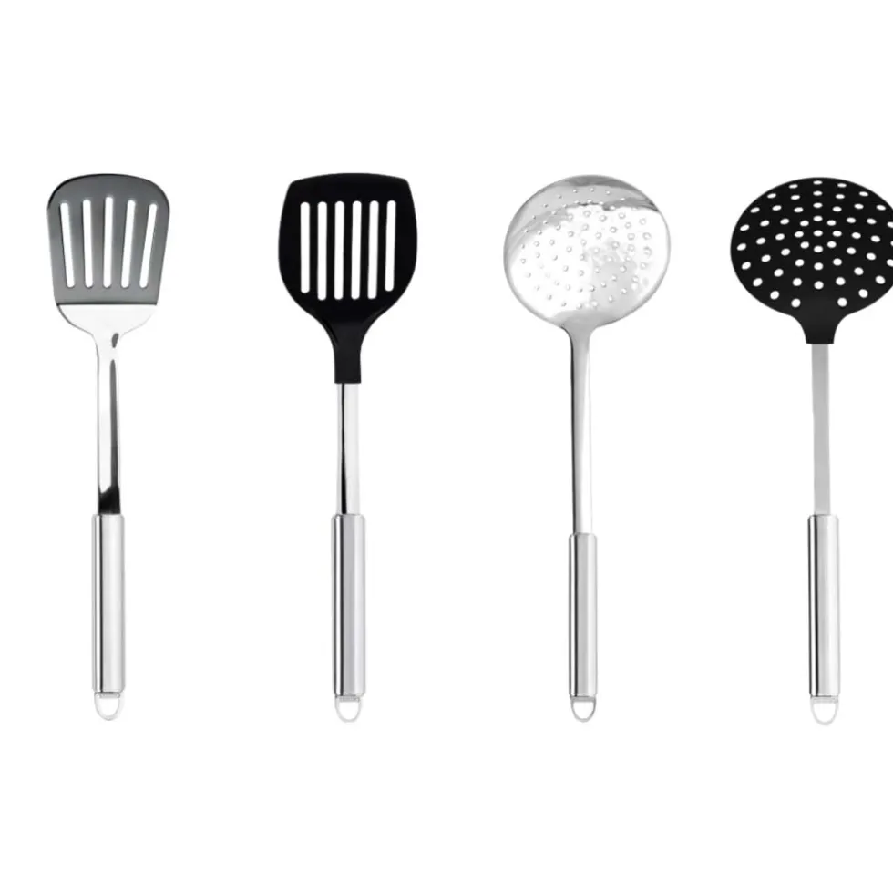 Lot de 4 ustensiles de cuisine inox et nylon - CRISTEL