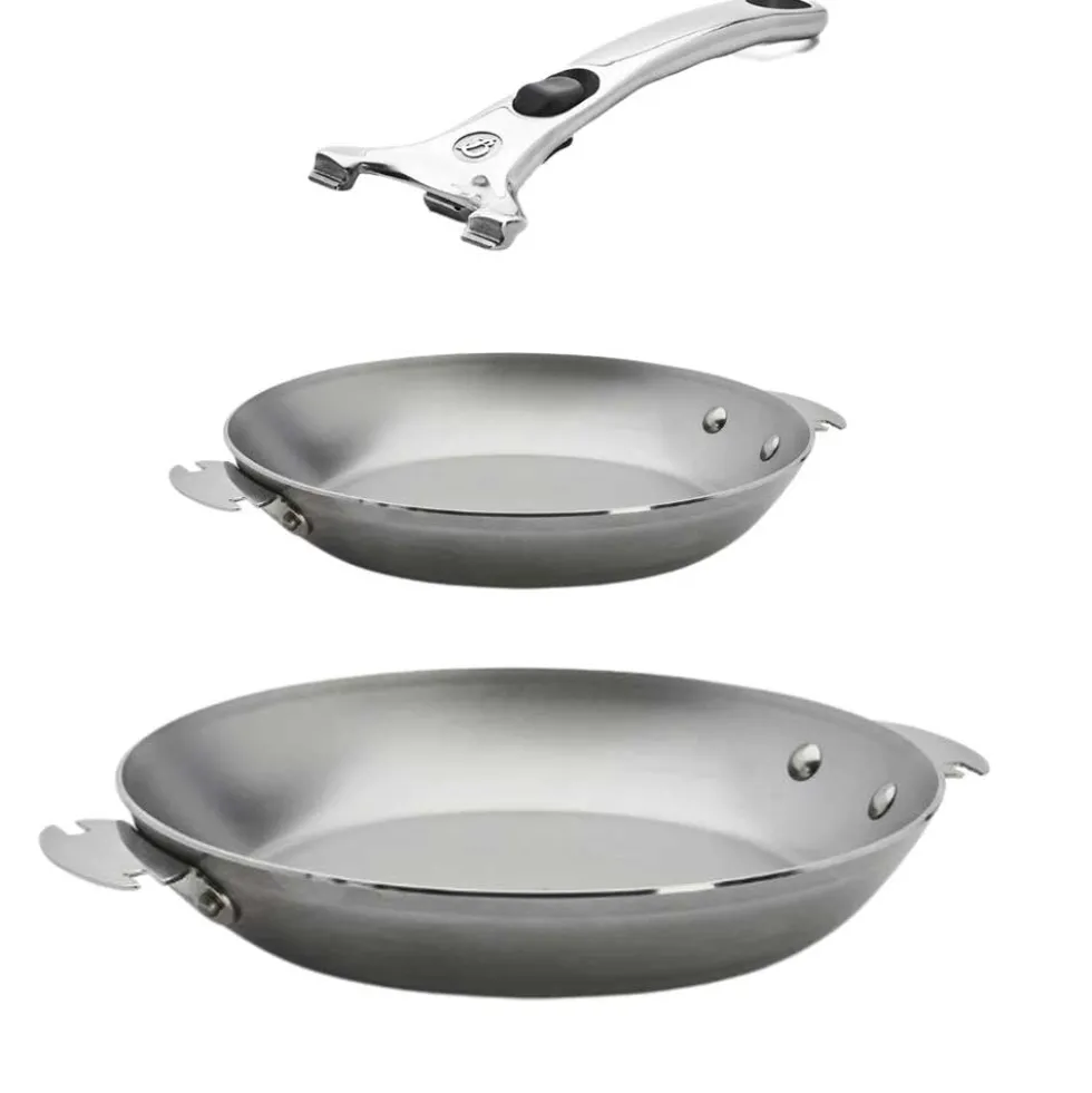 Lot 2 Poêles acier MINERAL B LOQY 24cm et 28cm Poignée incluse - DE BUYER