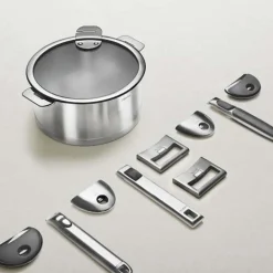 Marmite inox Strate poignée fixe avec couvercle OFFERT - CRISTEL