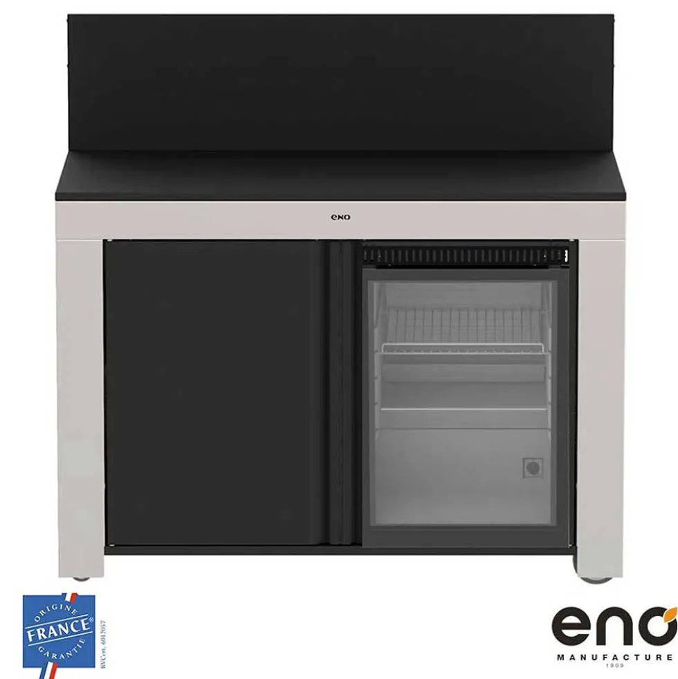 Meuble FELIX 120 cm Noir Inox avec Réfrigérateur - ENO
