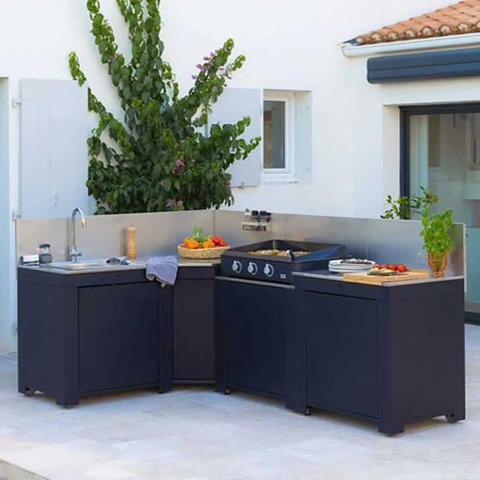 Meuble Évier avec Égouttoir 80 cm Bleu navy - ENO