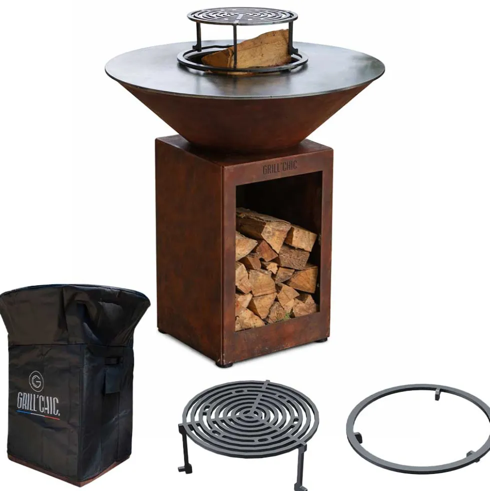 Pack Printemps Brasero Cévenol BOIS CORTEN 74 x 90 cm - GRILL CHIC