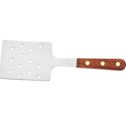 Pelle spatule à trous inox manche en bois Plancha ou BBQ - Au Nain