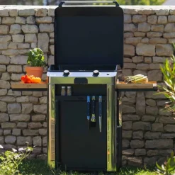 Plancha Gaz Fusion 60 sur Chariot Inox et Noir - ENO
