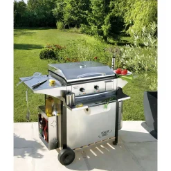 Plancha électrique inox 60 avec chariot et accessoires - ROLLER GRILL
