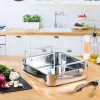 Plat rectangulaire four inox brillant 30 cm - CRISTEL