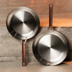 Poêle Inox Brossé Poignée Cuivrée - CRISTEL