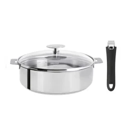 Sauteuse Mutine 24 cm amovible avec poignée noire et couvercle - CRISTEL