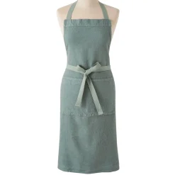 Tablier Doudou Lin Vert de Gris 85x78 cm - Charvet Editions